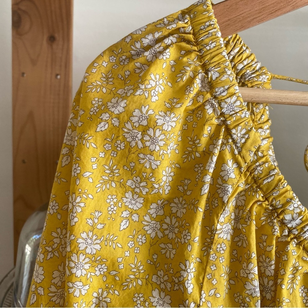 J. Crew Liberty Fabrics Yellow Floral Capel V-Neck Organic Cotton Blouse M - Picture 7 of 14
